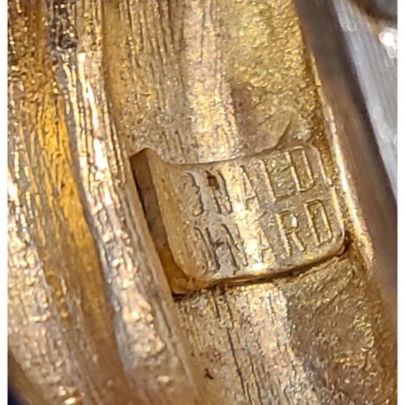 Donald Stannard Black White Gold Large Chunky Enamel Clip Earrings Half Hoop - Picture 10 of 14